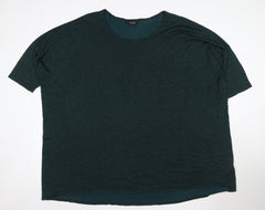 Yours Women Green Shimmer Knit Blouse UK 26 Short Sleeve Plus Size