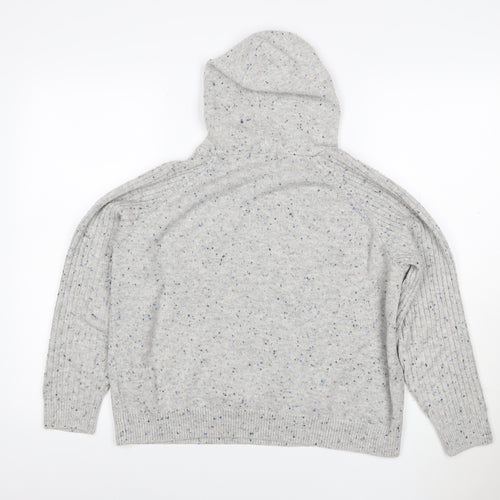 Marks and Spencer Women Grey L Speckled Knit Pullover Hoodie
