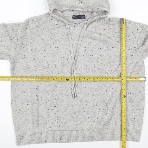 Marks and Spencer Women Grey L Speckled Knit Pullover Hoodie