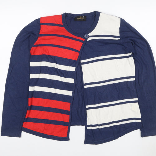 Eugen Klein Women’s Navy Red White Striped Open Cardigan UK 12