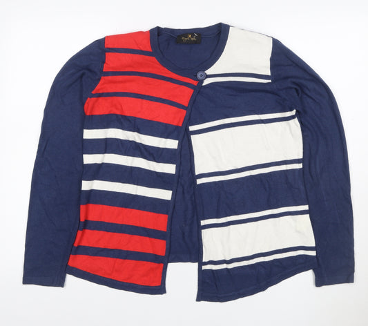 Eugen Klein Women’s Navy Red White Striped Open Cardigan UK 12