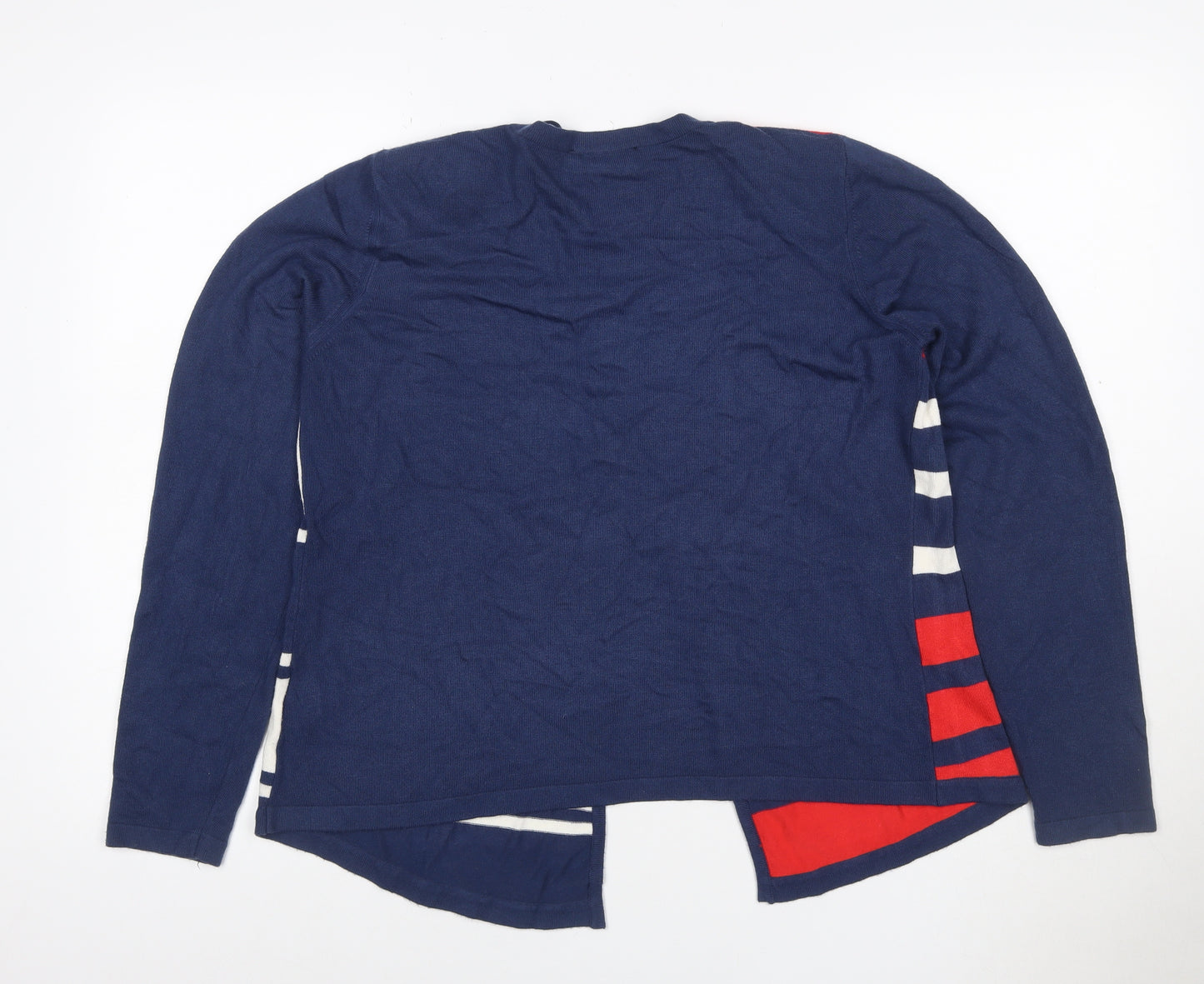 Eugen Klein Women’s Navy Red White Striped Open Cardigan UK 12