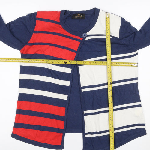 Eugen Klein Women’s Navy Red White Striped Open Cardigan UK 12