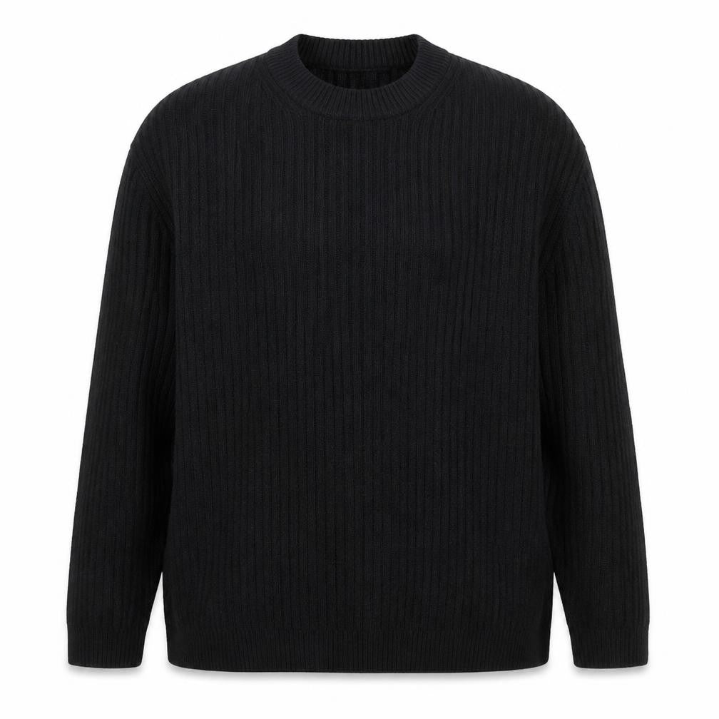 Marks & Spencer Women’s Black M Rib Knit Crew Neck Wool Blend Jumper
