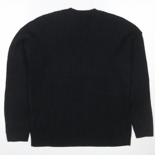 Marks & Spencer Women’s Black M Rib Knit Crew Neck Wool Blend Jumper
