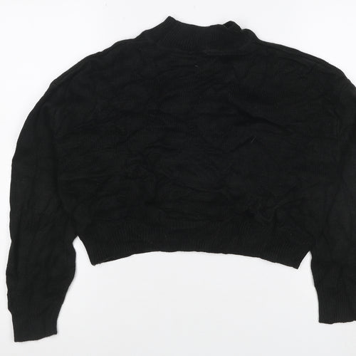 Weekday Women Black S Cable-Knit High Neck Cropped Pullover Jumper