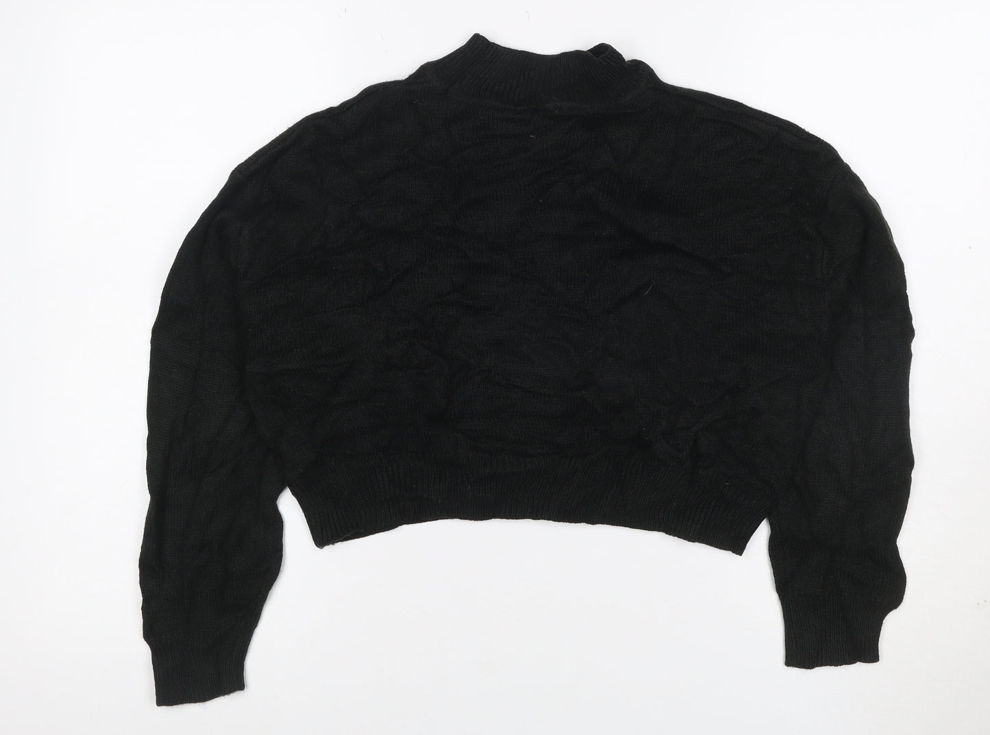 Weekday Women Black S Cable-Knit High Neck Cropped Pullover Jumper