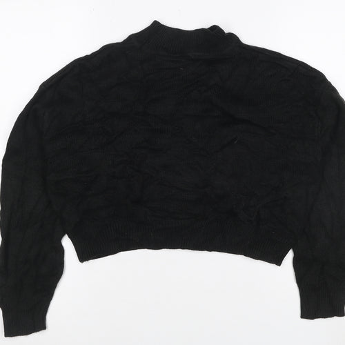 Weekday Women Black S Cable-Knit High Neck Cropped Pullover Jumper