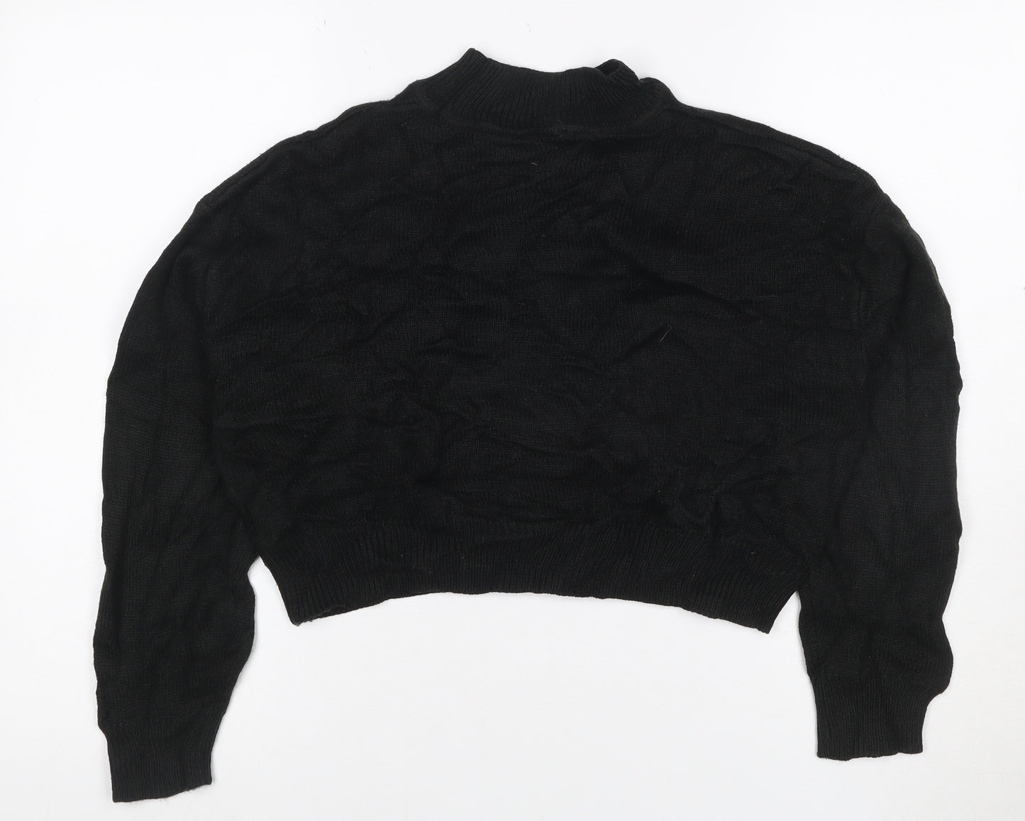 Weekday Women Black S Cable-Knit High Neck Cropped Pullover Jumper