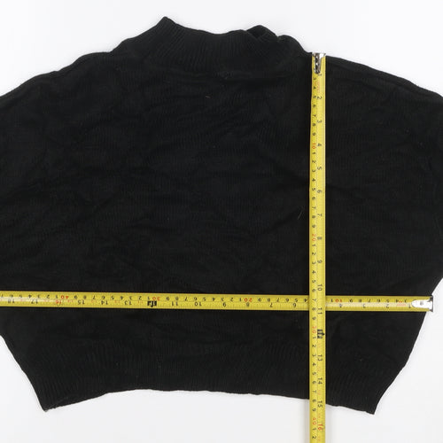 Weekday Women Black S Cable-Knit High Neck Cropped Pullover Jumper