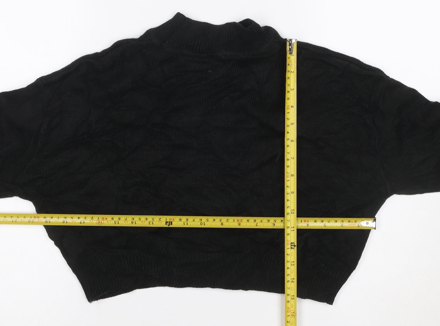 Weekday Women Black S Cable-Knit High Neck Cropped Pullover Jumper