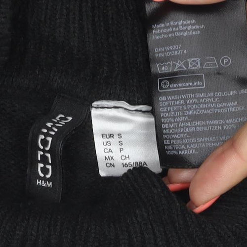 Weekday Women Black S Cable-Knit High Neck Cropped Pullover Jumper