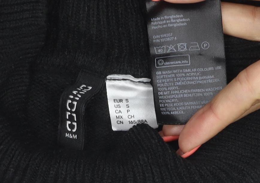 Weekday Women Black S Cable-Knit High Neck Cropped Pullover Jumper