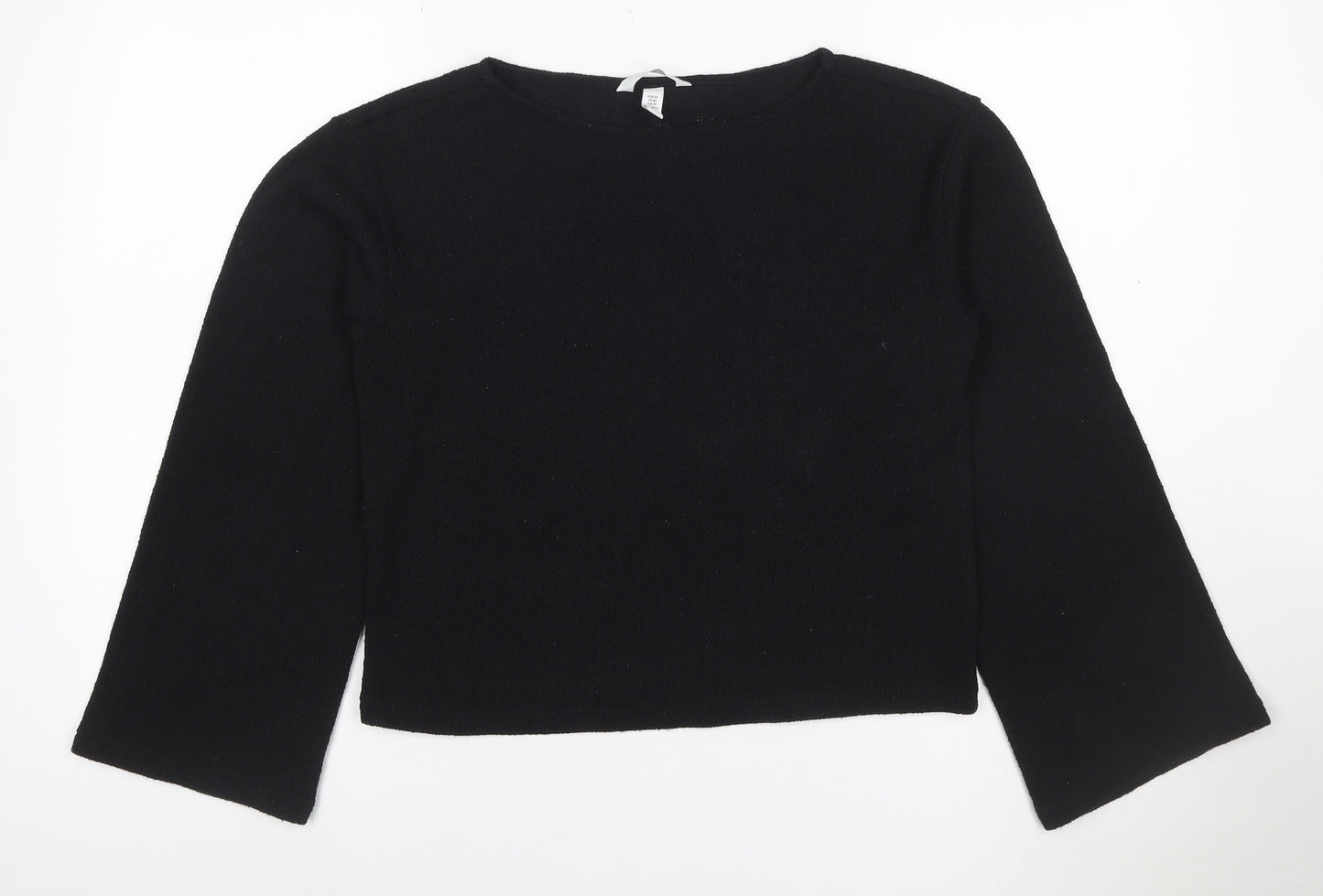 H&M Women’s Black UK 4 Round Neck Long Sleeve Knit Jumper