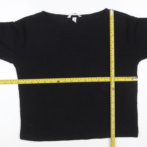 H&M Women’s Black UK 4 Round Neck Long Sleeve Knit Jumper