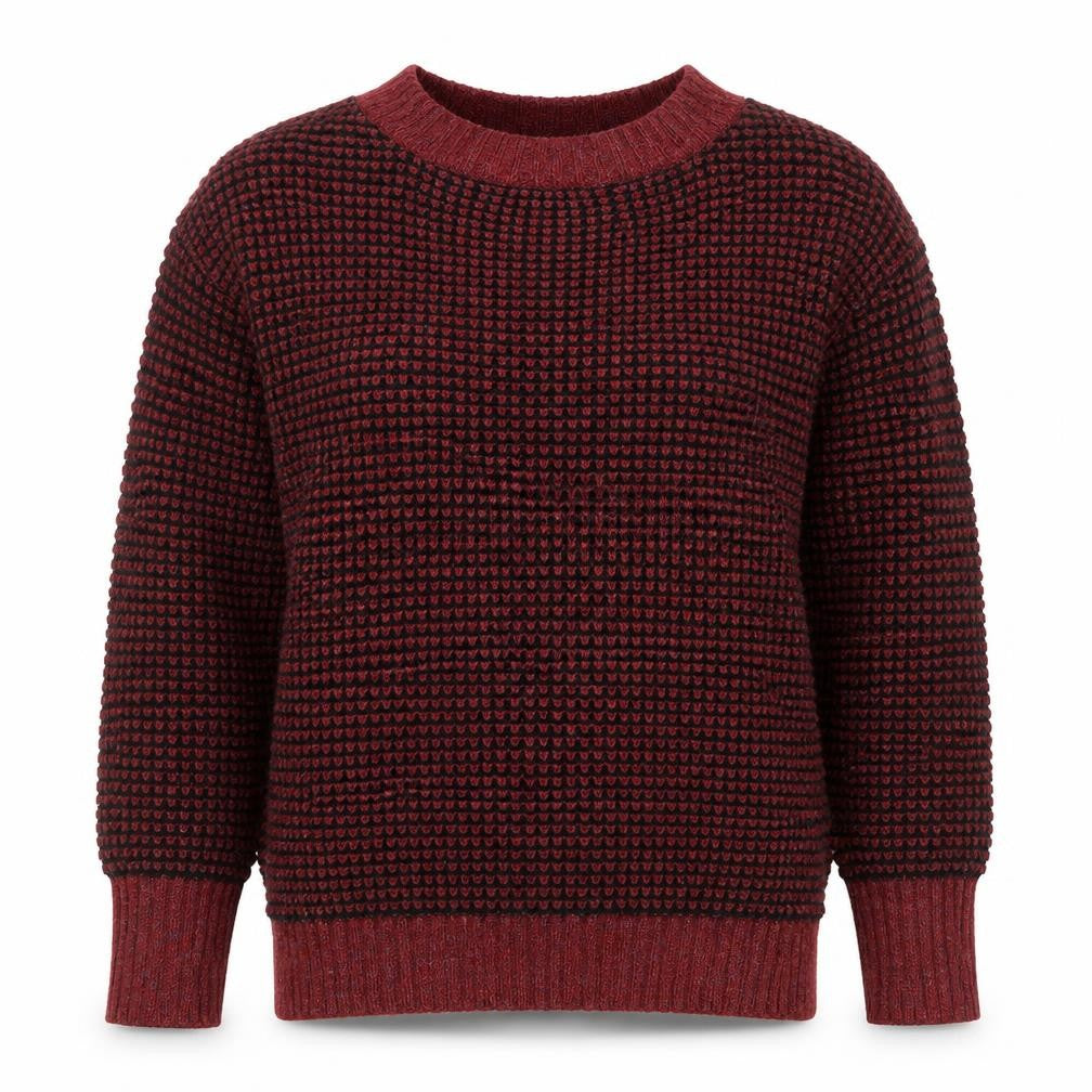 If It Were Me Women Red Black Waffle Knit Raglan Jumper Size S