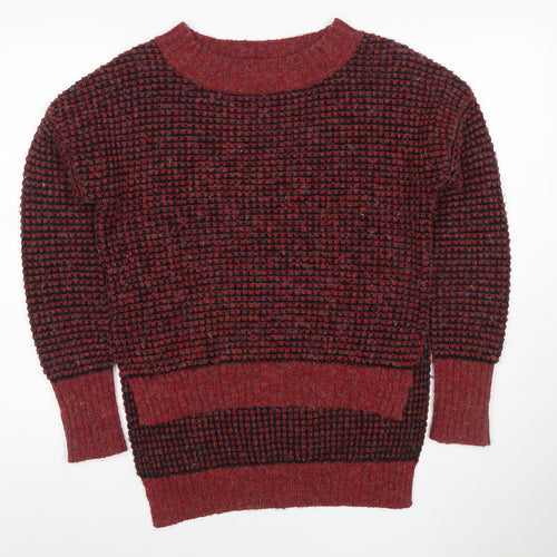 If It Were Me Women Red Black Waffle Knit Raglan Jumper Size S