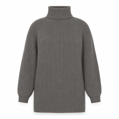Missguided Women Grey Size 12 Rib Knit Roll Neck Pullover Jumper