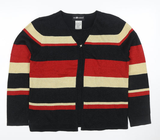 Sag Harbor Women Multicoloured UK 10 Striped Metallic Knit Cardigan