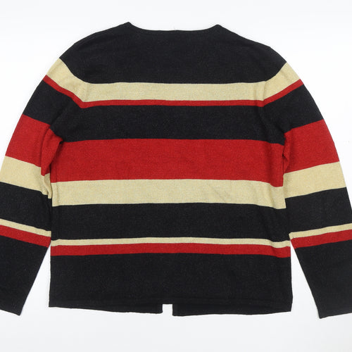 Sag Harbor Women Multicoloured UK 10 Striped Metallic Knit Cardigan