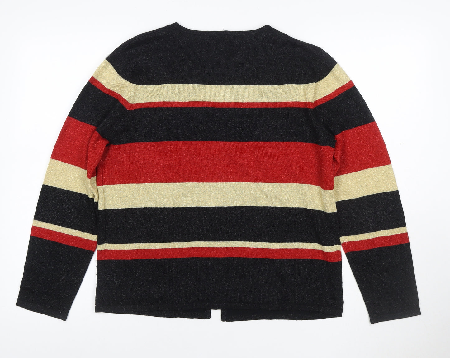 Sag Harbor Women Multicoloured UK 10 Striped Metallic Knit Cardigan