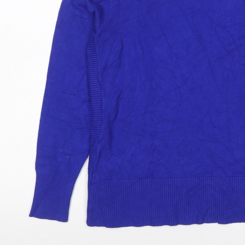 Additional view of Cable & Gauge Women Blue M Roll Neck Fine Knit jumper