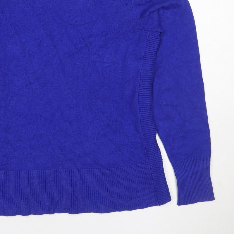 Additional view of Cable & Gauge Women Blue M Roll Neck Fine Knit jumper