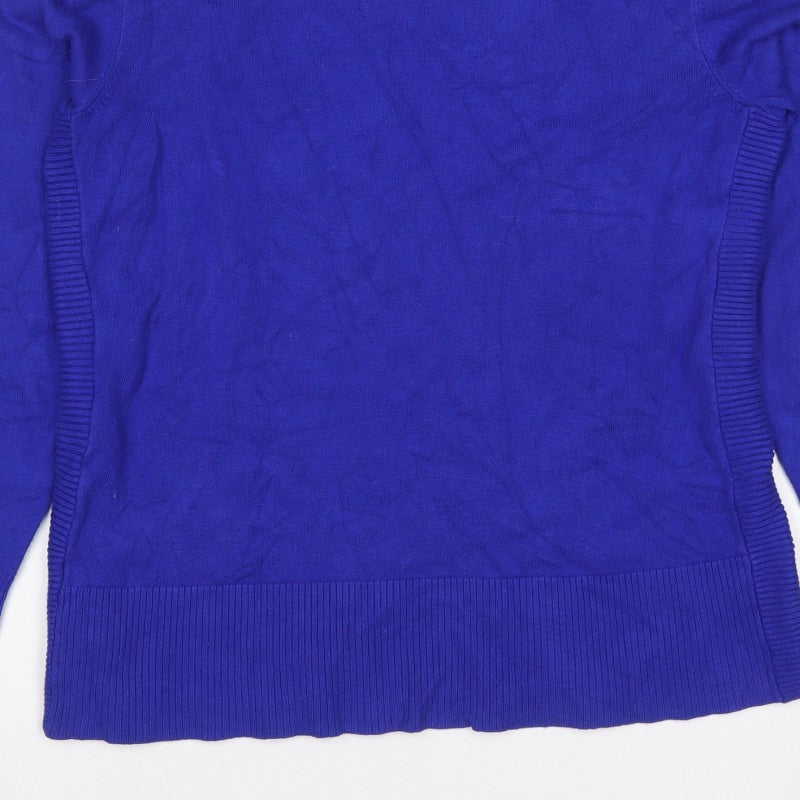 Additional view of Cable & Gauge Women Blue M Roll Neck Fine Knit jumper