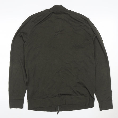 Strellson Men’s Green L Full Zip Cotton Knit Jumper High Neck