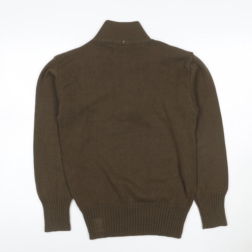 DSCP Men's Brown Medium 38-40 High Neck 5 Button Henley Military Jumper
