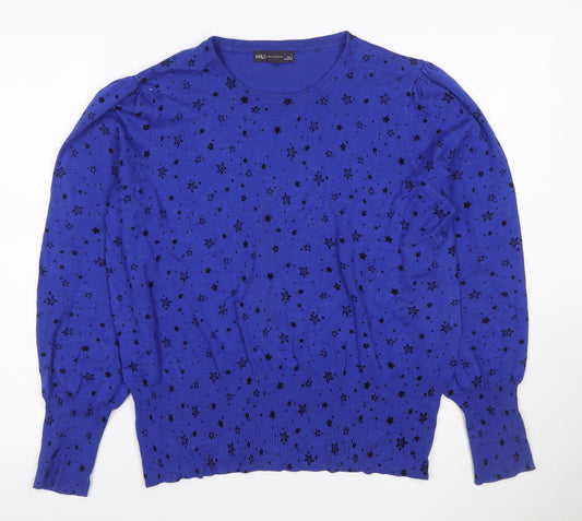 Marks & Spencer Women’s Blue Star Print L Puff Sleeve Jumper