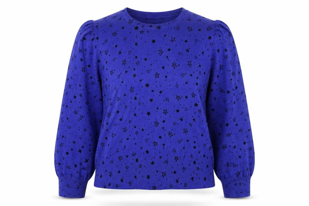 Marks & Spencer Women’s Blue Star Print L Puff Sleeve Jumper
