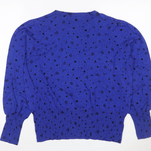 Marks & Spencer Women’s Blue Star Print L Puff Sleeve Jumper