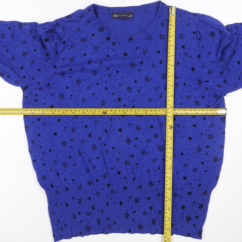 Marks & Spencer Women’s Blue Star Print L Puff Sleeve Jumper