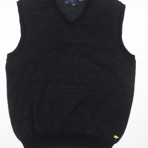 Greg Norman Men's Black L V-Neck Knit Sweater Vest Logo Golf