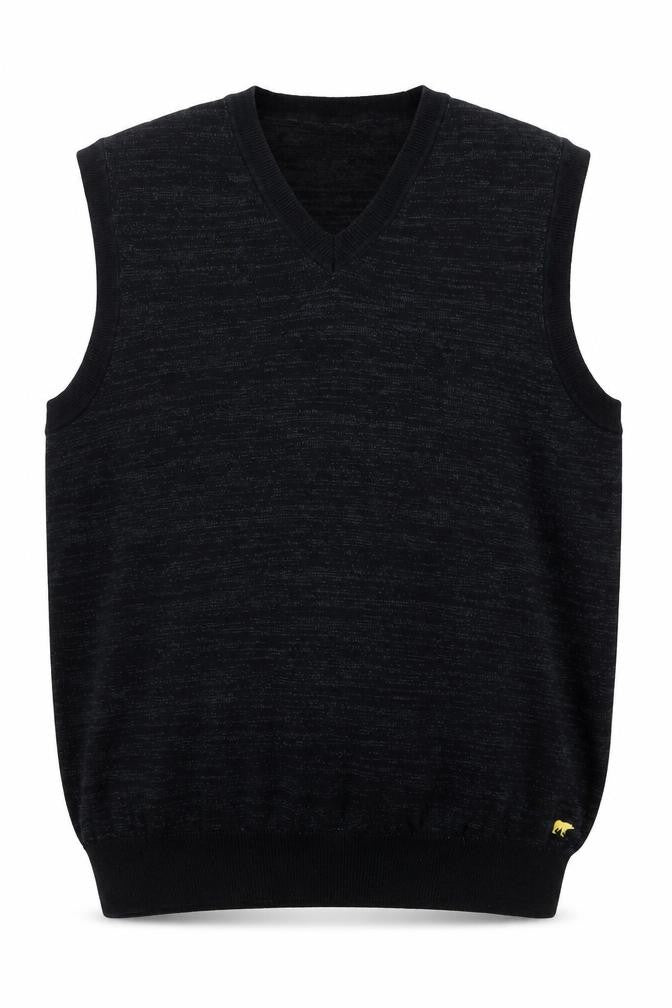 Greg Norman Men's Black L V-Neck Knit Sweater Vest Logo Golf