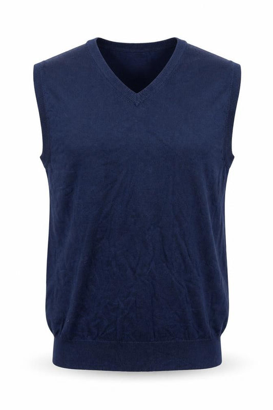 Izod Men's Navy Blue L V-Neck Sleeveless Cotton Blend Knit Vest