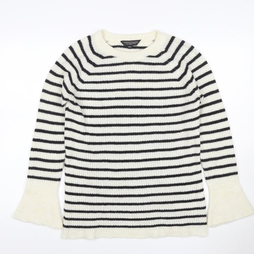 Dorothy Perkins Women’s Ivory Black Stripe Bell Sleeve Jumper UK 12