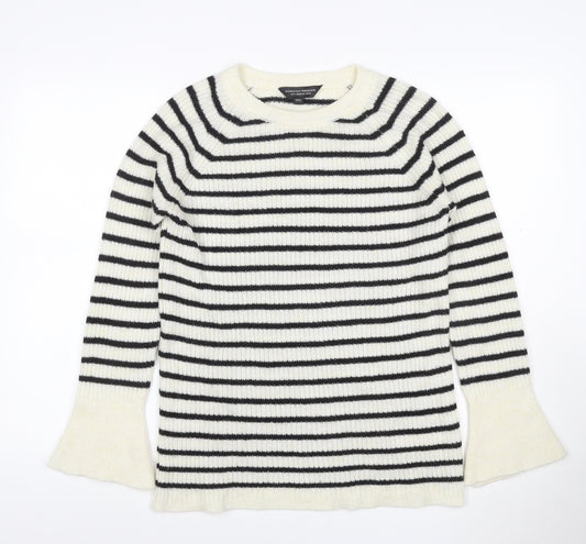 Dorothy Perkins Women’s Ivory Black Stripe Bell Sleeve Jumper UK 12