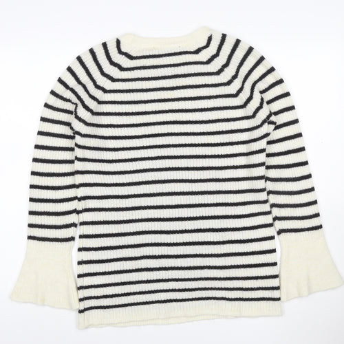Dorothy Perkins Women’s Ivory Black Stripe Bell Sleeve Jumper UK 12
