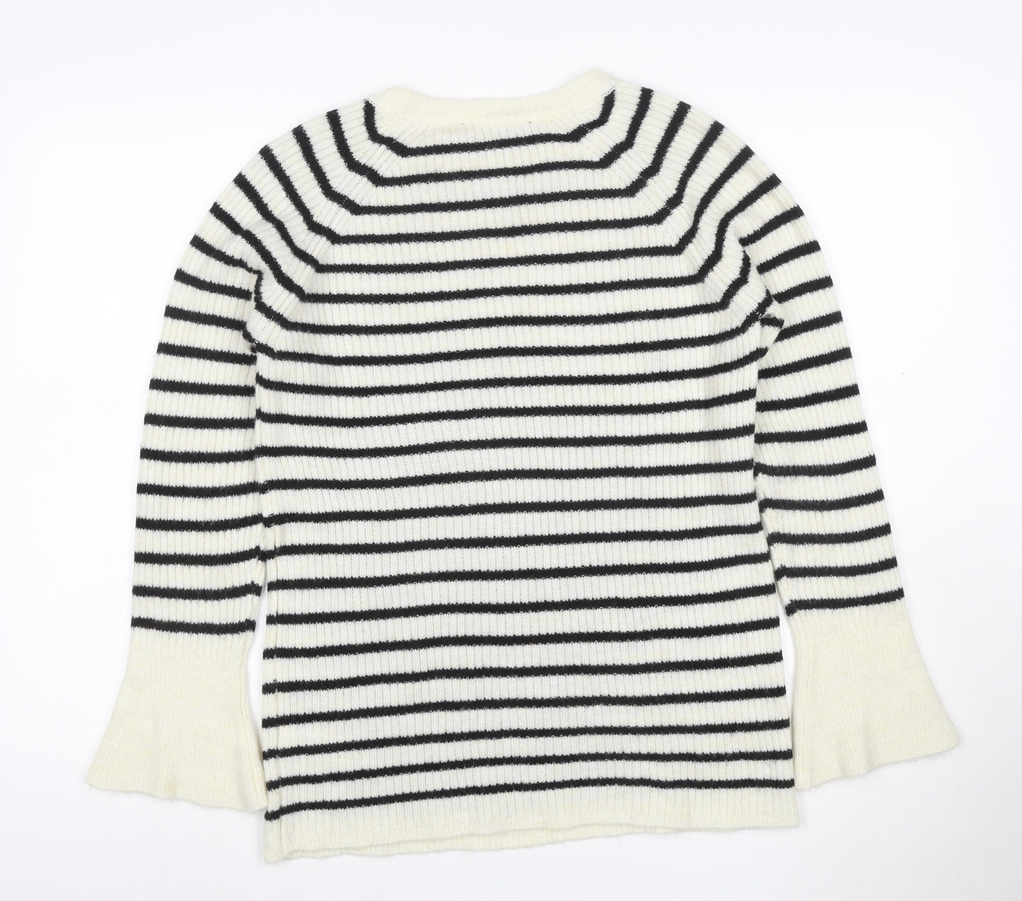 Dorothy Perkins Women’s Ivory Black Stripe Bell Sleeve Jumper UK 12