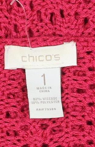 Chico's Women Pink UK 10 Open-Knit Long Sleeve Tunic Jumper