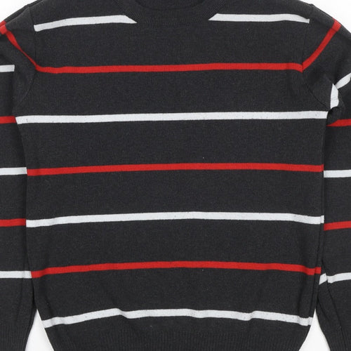 S'WEST Unisex Adults Black L Striped Crew Neck Knit Pullover Jumper
