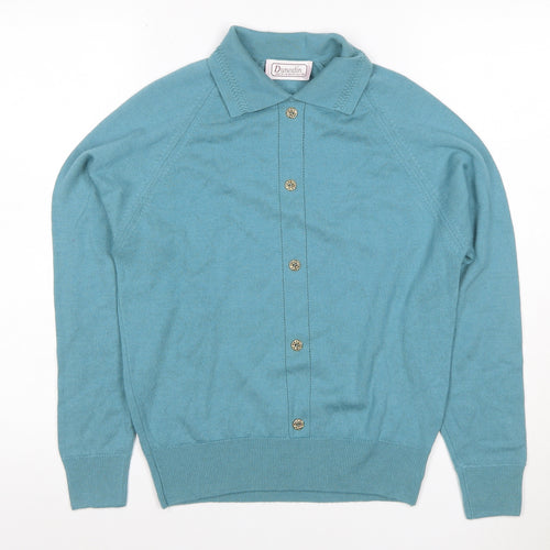 Dunedin Women Blue Wool Collared Button Cardigan Size S