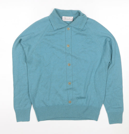 Dunedin Women Blue Wool Collared Button Cardigan Size S