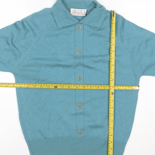 Dunedin Women Blue Wool Collared Button Cardigan Size S