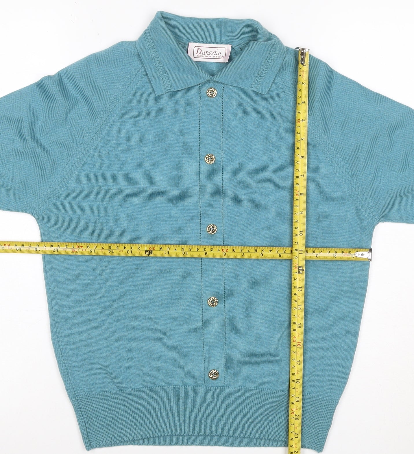 Dunedin Women Blue Wool Collared Button Cardigan Size S