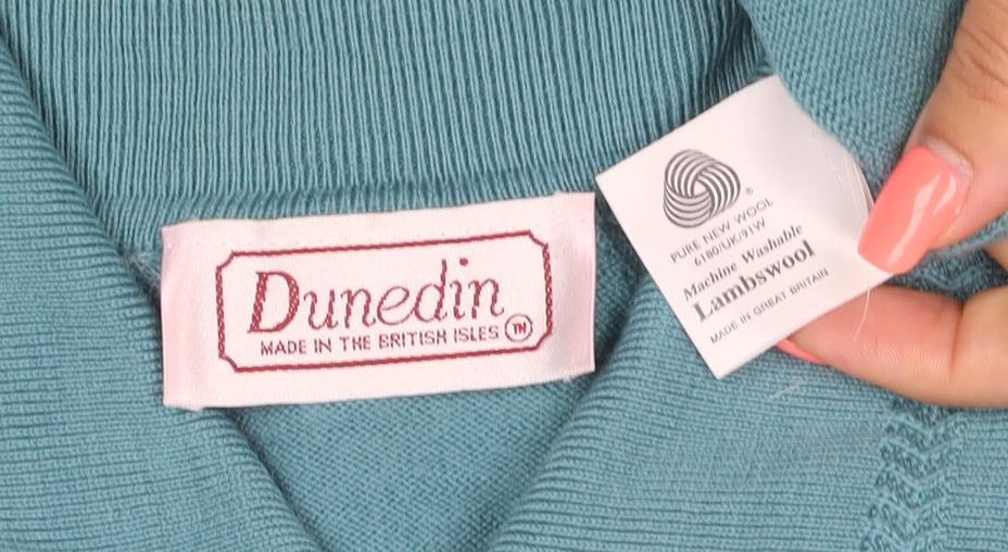 Dunedin Women Blue Wool Collared Button Cardigan Size S