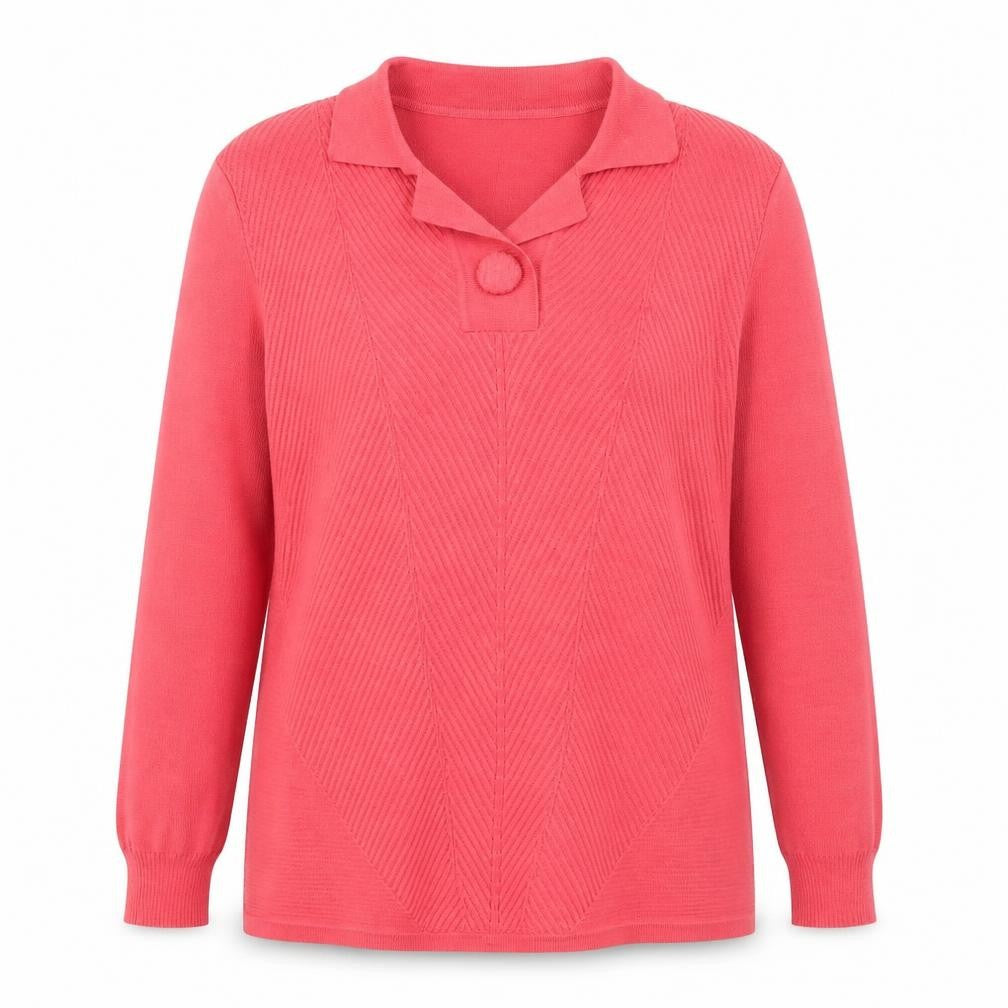 Castle of Ireland Women’s Pink UK 14 Collared Henley Wool Blend Jumper