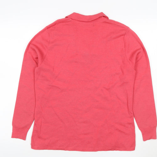 Castle of Ireland Women’s Pink UK 14 Collared Henley Wool Blend Jumper